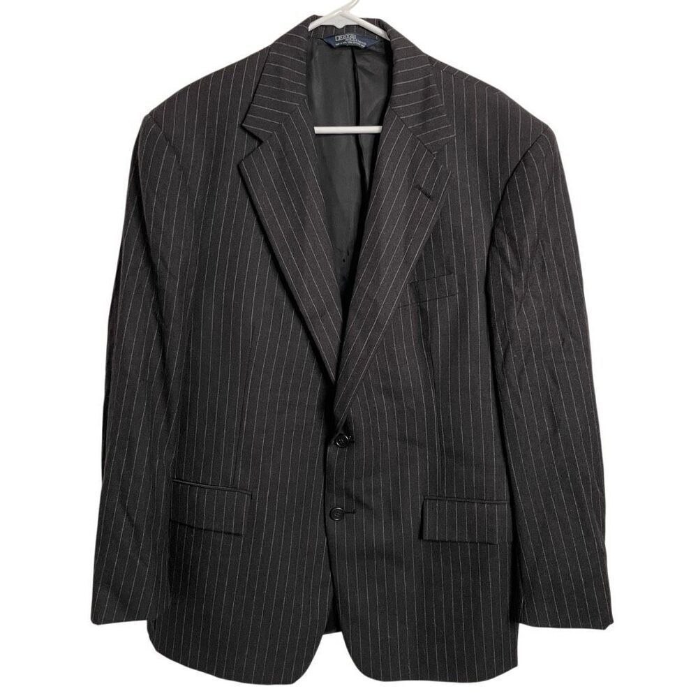 Vtg Polo Ralph Lauren Mens Charcoal Gray Pinstripe Blazer 44 Heritage Classic